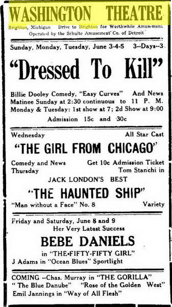 Washington Theatre - May 30 1928